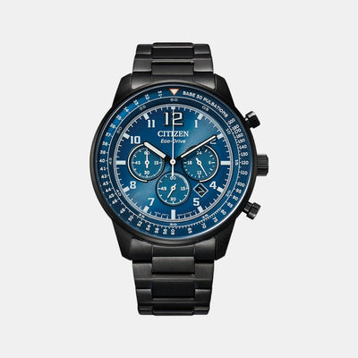 Eco-Drive Men Quartz Blue Dial Chronograph Stainless Steel Watch CA4505-80L