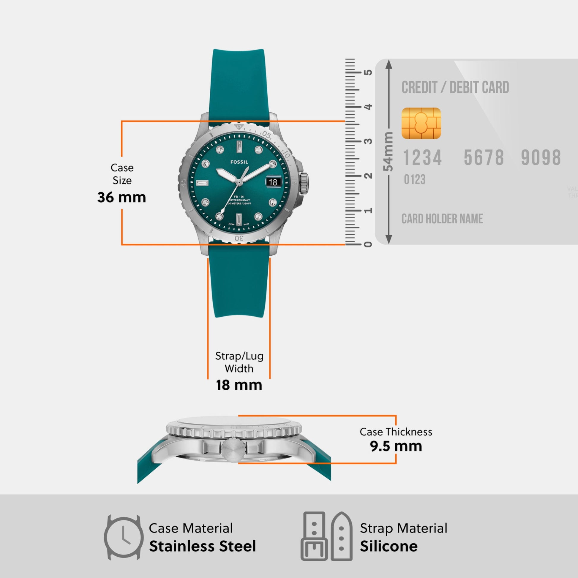 Fb-01 Women Quartz Green Dial Analog Silicone Watch ES5287