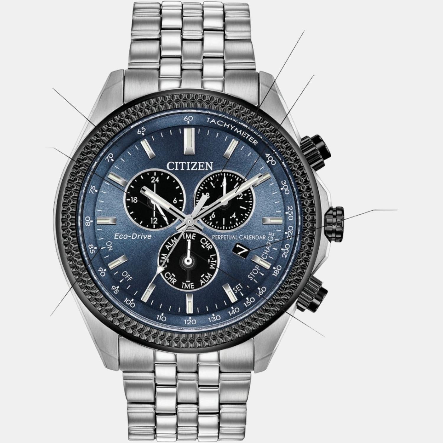 BI Men Quartz Blue Dial Chronograph Stainless Steel Watch BL5568-54L