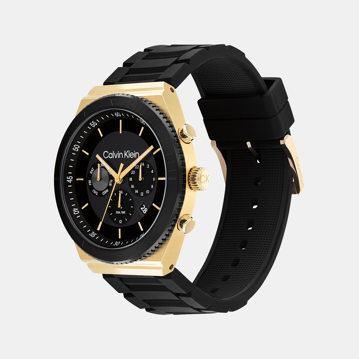 Ck Fearless Men Quartz Black Dial Chronograph Silicone Watch 25200306