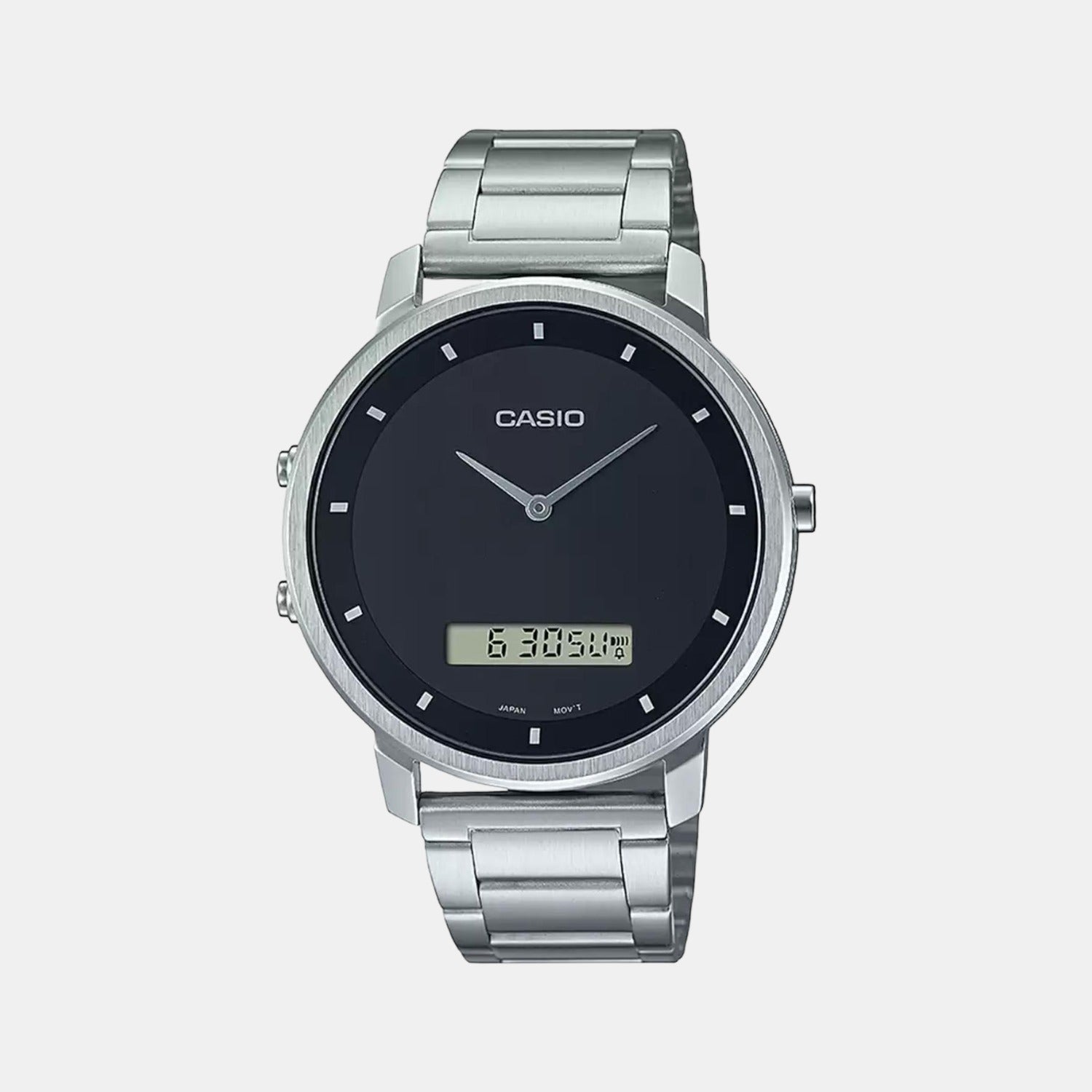 Enticer Men Quartz Black Dial Analog-Digital Stainless Steel Watch A1959