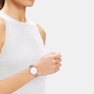 Ck Adorn Women Quartz White Dial Analog Mesh Watch 25200270
