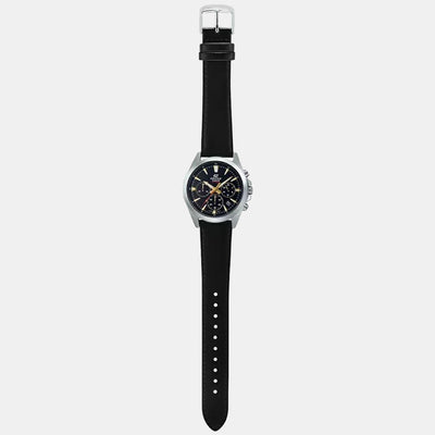 Edifice Men Quartz Black Dial Chronograph Leather Watch ED542
