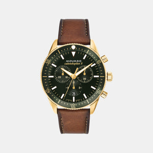 Calendoplan S Heritage Men Quartz Green Dial Chronograph Leather Watch 3650122