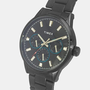 Fashion Men Quartz Black Dial Chronograph Stainless Steel Watch TWEG19911