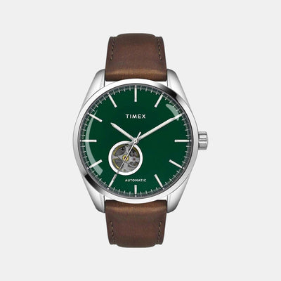 E Class Men Quartz Green Dial Analog Leather Watch TWEG17507