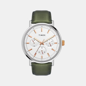 Fashion Men Quartz White Dial Chronograph Leather Watch TWEG20015