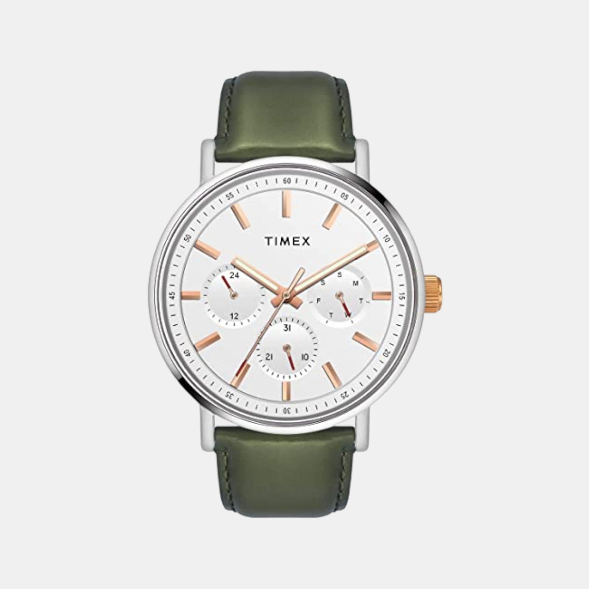 Fashion Men Quartz White Dial Chronograph Leather Watch TWEG20015