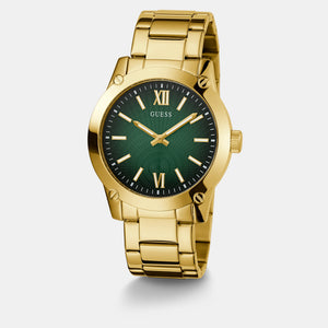 Crescent Men Quartz Green Dial Analog Stainless Steel Watch GW0574G2