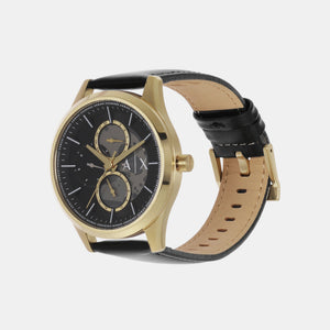 Dante Men Quartz Black Dial Analog Leather Watch AX1876