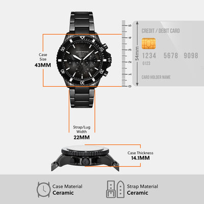 Helios (World Explorer) Men Quartz Black Dial Chronograph Stainless Steel Watch AR70010