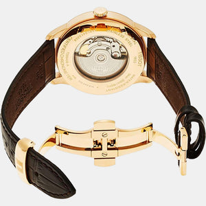 Chemin Des Tourelles Men Automatic Silver Dial Analog Leather Watch T0994083603800