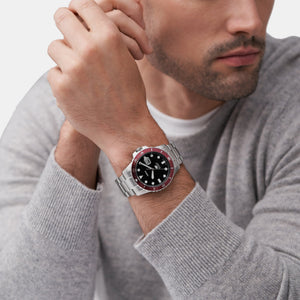 Fossil Blue Dive Men Quartz Black Dial Analog Stainless Steel Watch FS6013