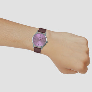 Enticer Men Quartz Purple Dial Analog Leather Watch A2012