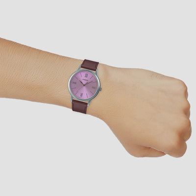 Enticer Men Quartz Purple Dial Analog Leather Watch A2012