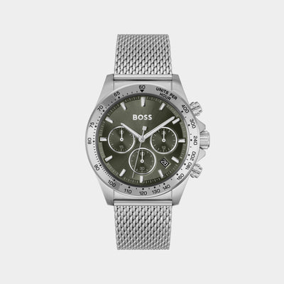 Hero Men Quartz Green Dial Chronograph Mesh Watch 1514020
