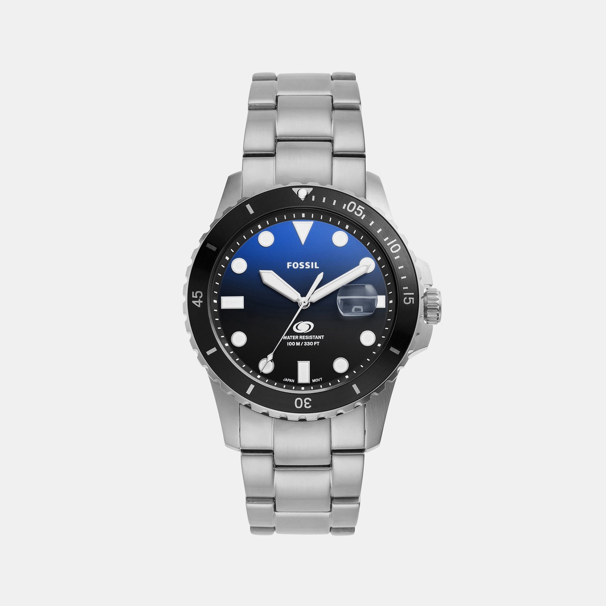 Fossil Blue Dive Men Quartz Two Tone Dial Analog Stainless Steel Watch FS6038