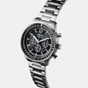 Eco-Drive Men Quartz Black Dial Chronograph Stainless Steel Watch CA4500-83E