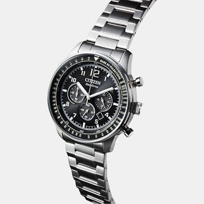 Eco-Drive Men Quartz Black Dial Chronograph Stainless Steel Watch CA4500-83E