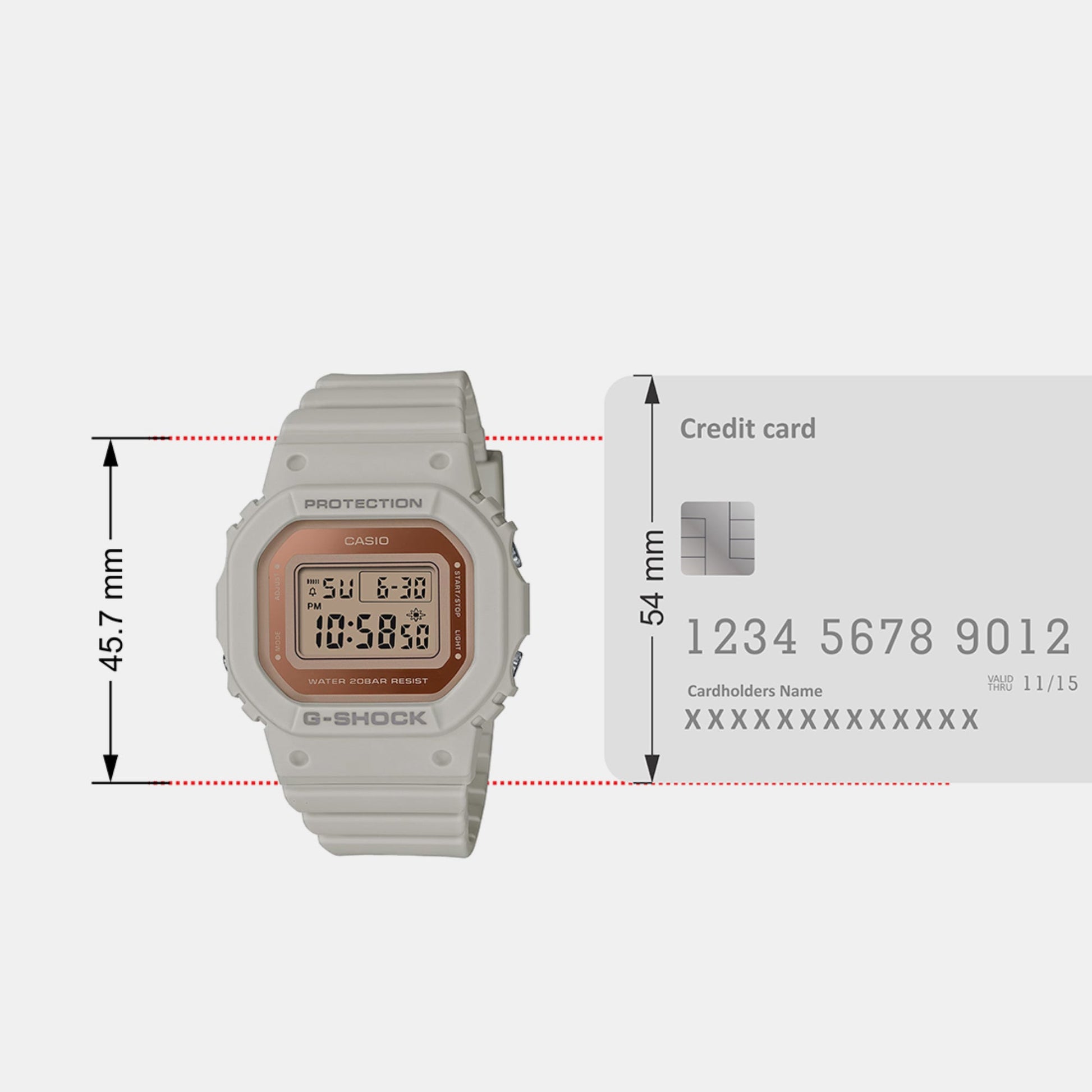 G-Shock Women Quartz Rose Gold Dial Digital Resin Watch G1356