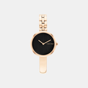 Bangled Women Quartz Black Dial Analog Stainless Steel Watch 25200280