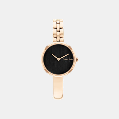 Bangled Women Quartz Black Dial Analog Stainless Steel Watch 25200280