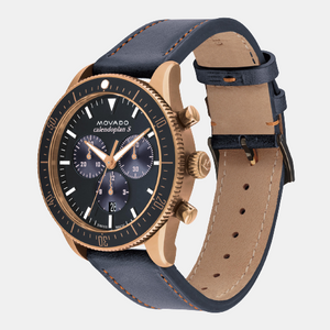 Heritage Men Quartz Grey Dial Chronograph Leather Watch 3650168