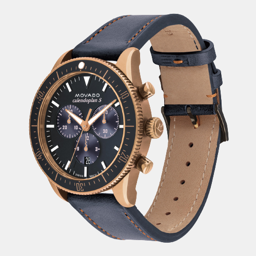 Heritage Men Quartz Grey Dial Chronograph Leather Watch 3650168