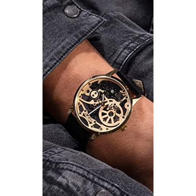 Gadget Men Quartz Grey Dial Analog Leather Watch GW0570G1