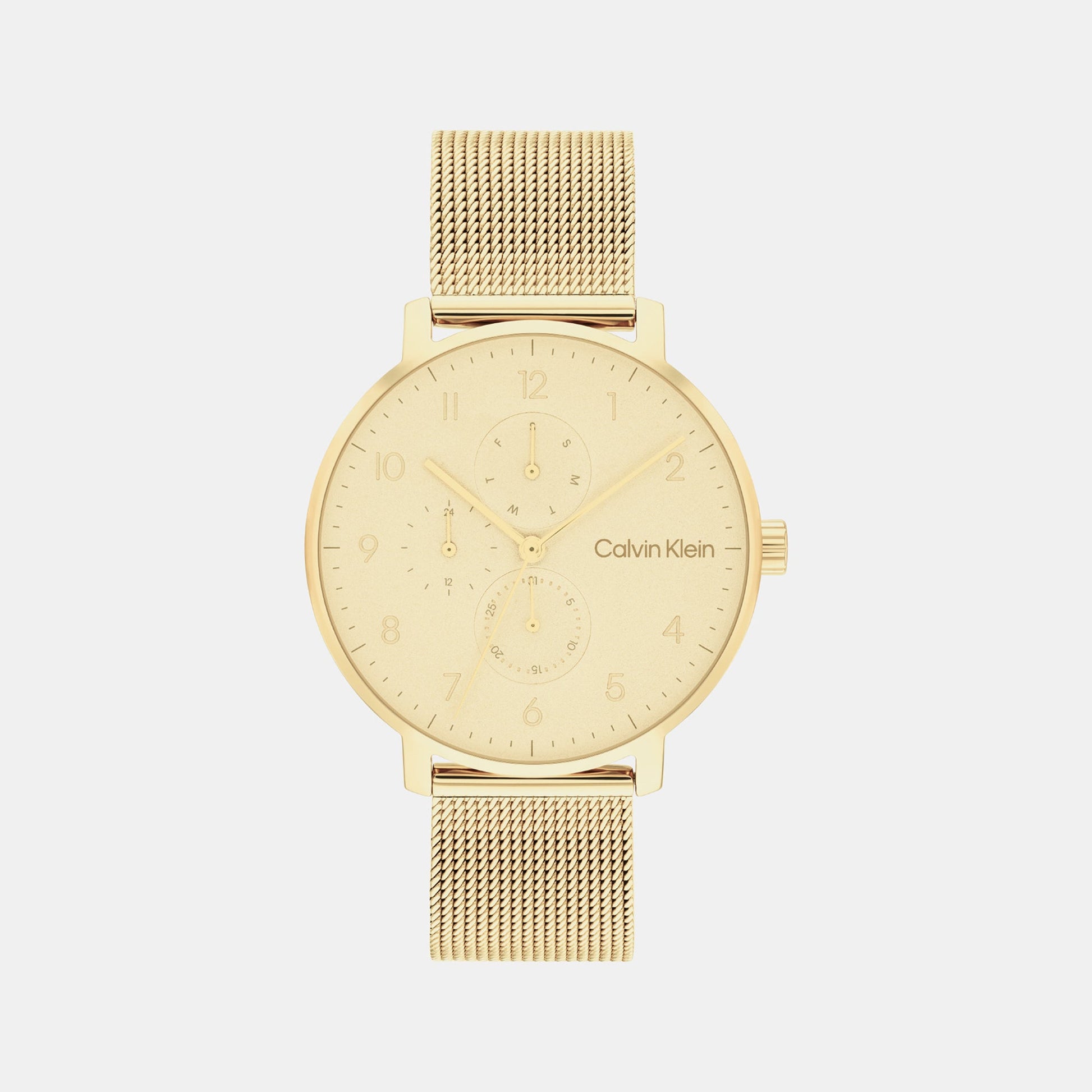 Ck Stun Unisex Quartz Champagne Dial Analog Mesh Watch 25200403