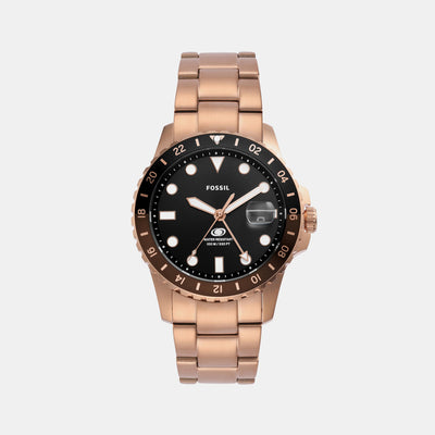 Fossil Blue Gmt Men GMT Black Dial Analog Stainless Steel Watch FS6027
