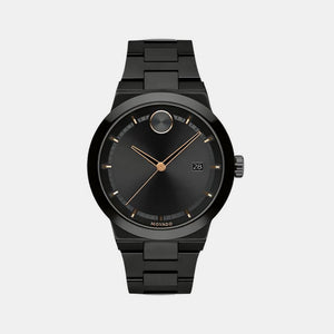 Bold Men Quartz Black Dial Analog Stainless Steel Watch 3600662