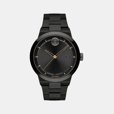Bold Men Quartz Black Dial Analog Stainless Steel Watch 3600662