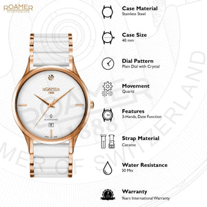 C-Line Men Quartz White Dial Analog Ceramic Watch 657833 49 29 60
