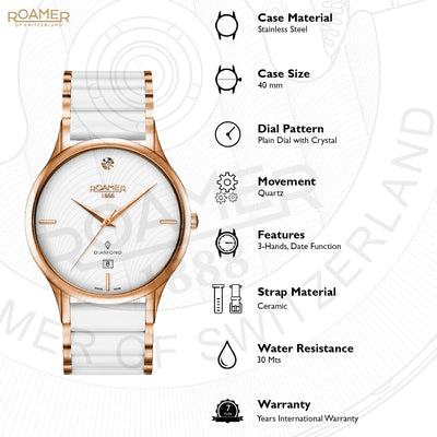 C-Line Men Quartz White Dial Analog Ceramic Watch 657833 49 29 60