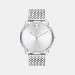 Bold Men Quartz Silver Dial Analog Stainless Steel Watch 3600589