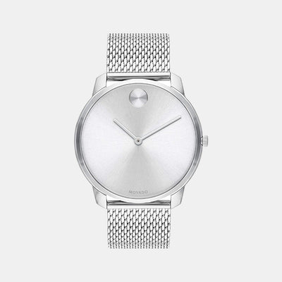 Bold Men Quartz Silver Dial Analog Stainless Steel Watch 3600589