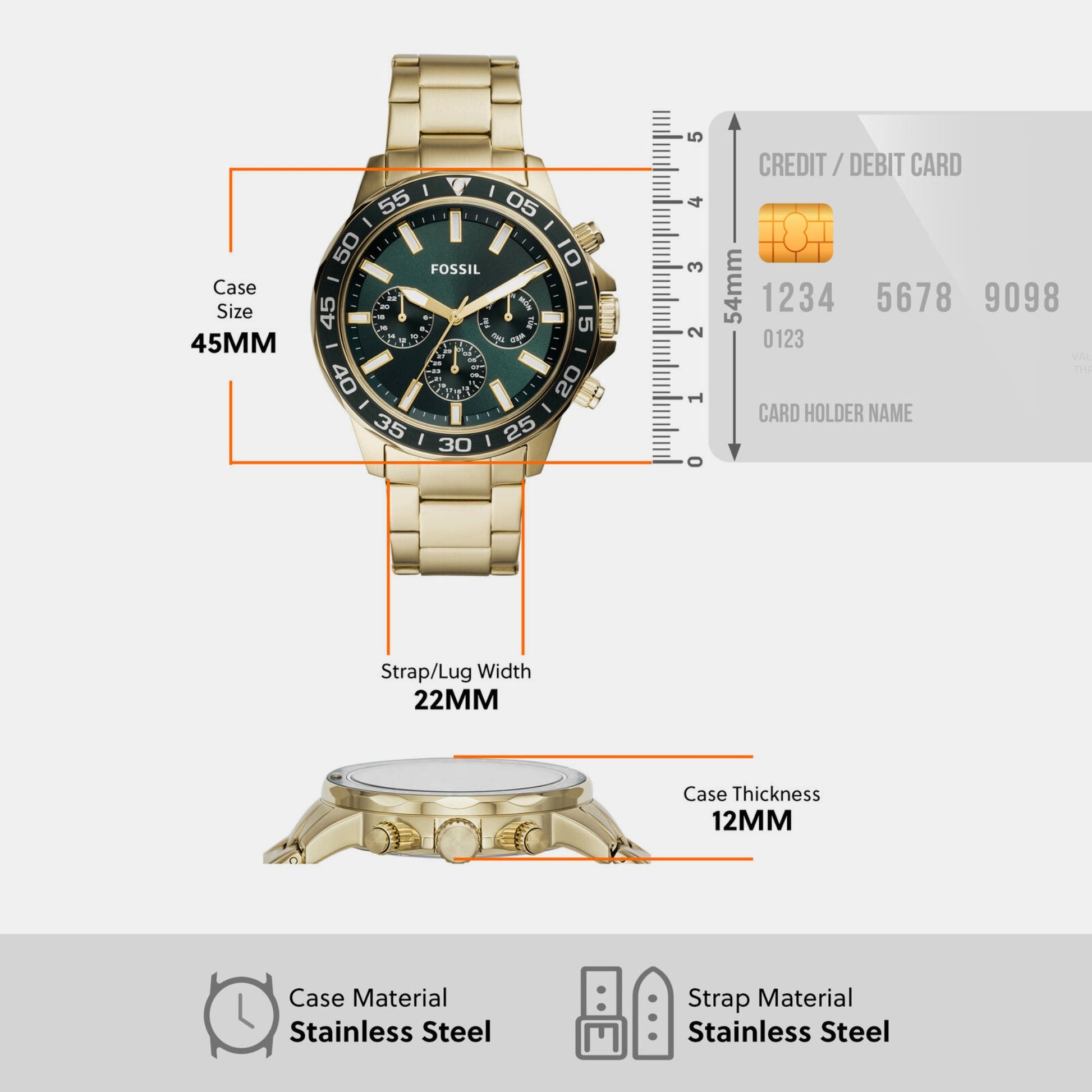 Bannon Men Quartz Green Dial Multi-Function Stainless Steel Watch BQ2493