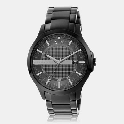Hampton Men Quartz Black Dial Analog Stainless Steel Watch AX7101