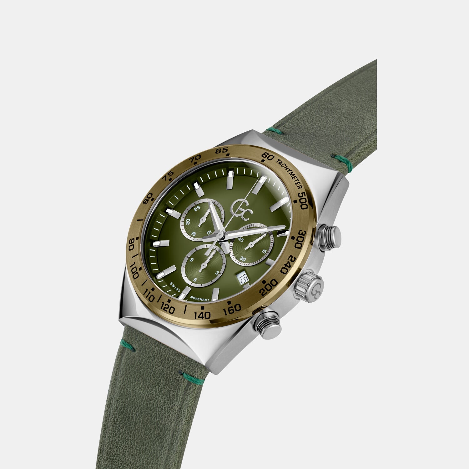 Clubhouse Chrono Men Quartz Green Dial Chronograph Leather Watch Z17004G9MF