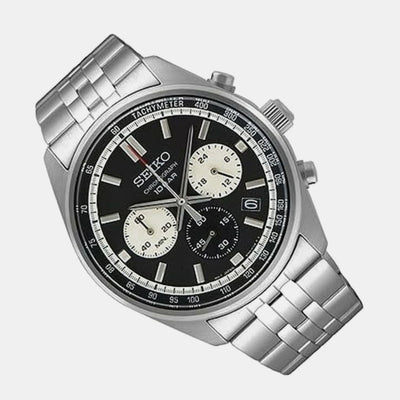 Dress Men Quartz Black Dial Chronograph Stainless Steel Watch SSB429P1