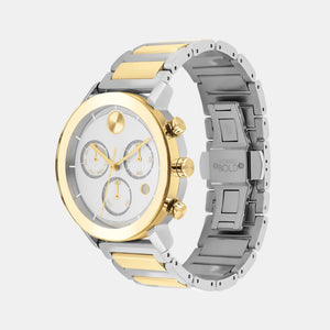 Bold Men Quartz Silver Dial Chronograph Stainless Steel Watch 3600888