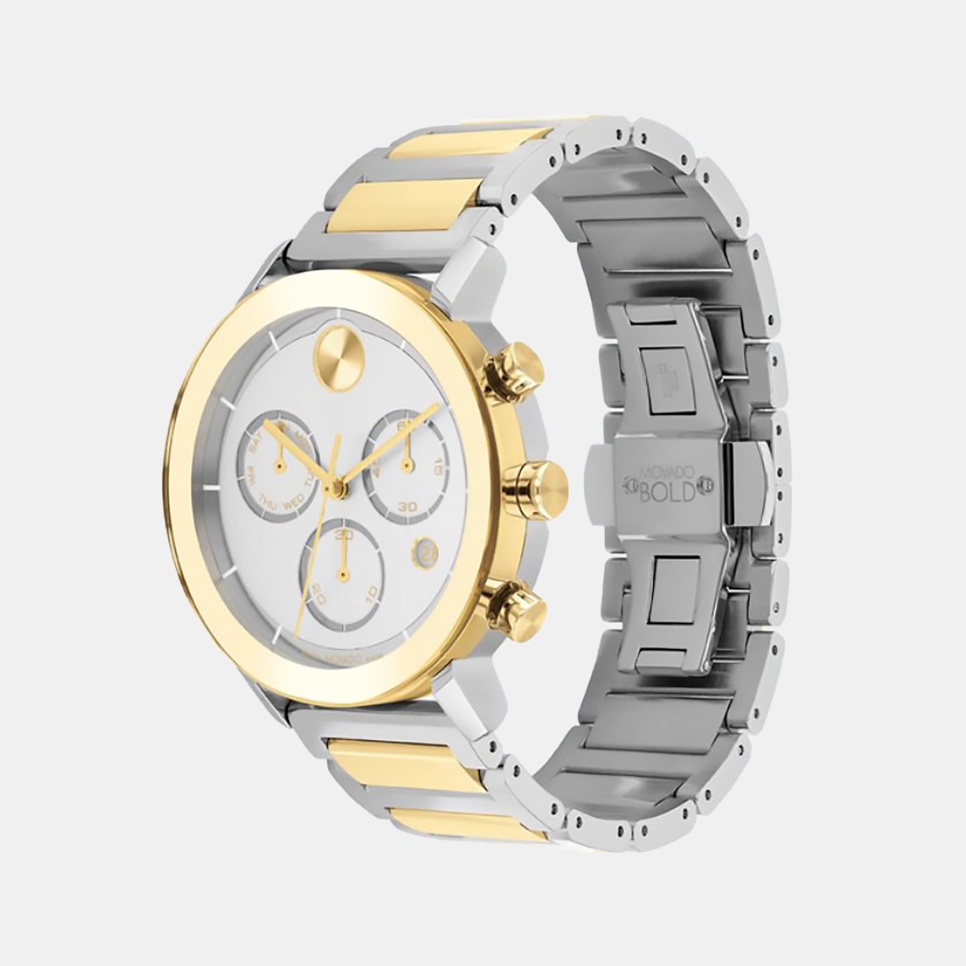 Bold Men Quartz Silver Dial Chronograph Stainless Steel Watch 3600888