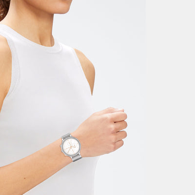 Energize Women Quartz White Dial Chronograph Stainless Steel Watch 25200238
