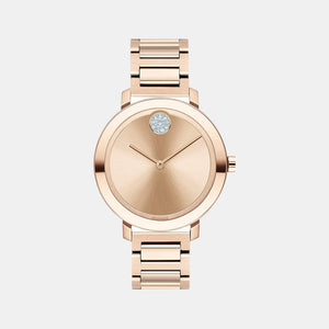 Bold Men Quartz Rose Gold Dial Analog Stainless Steel Watch 3600650