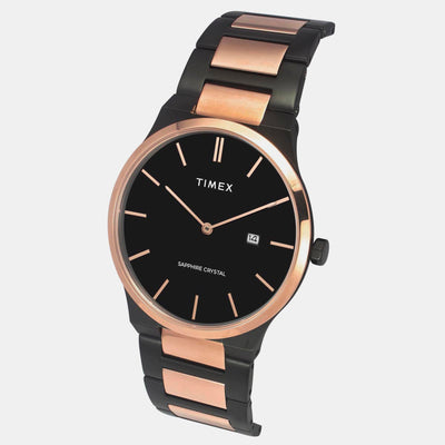 E Class Men Quartz Black Dial Analog Stainless Steel Watch TWEG23601