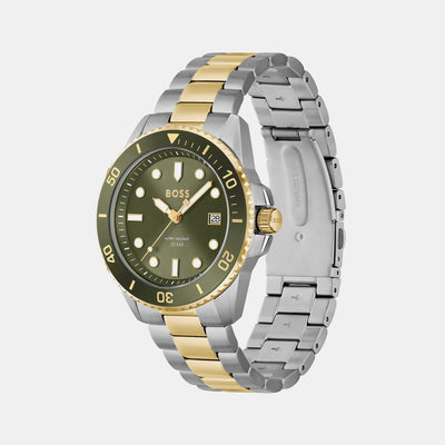 Ace Men Quartz Olive Green Dial Analog Stainless Steel Watch 1514011