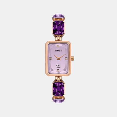 Fria Women Quartz Lavender Dial Analog Brass Watch TWEL16901