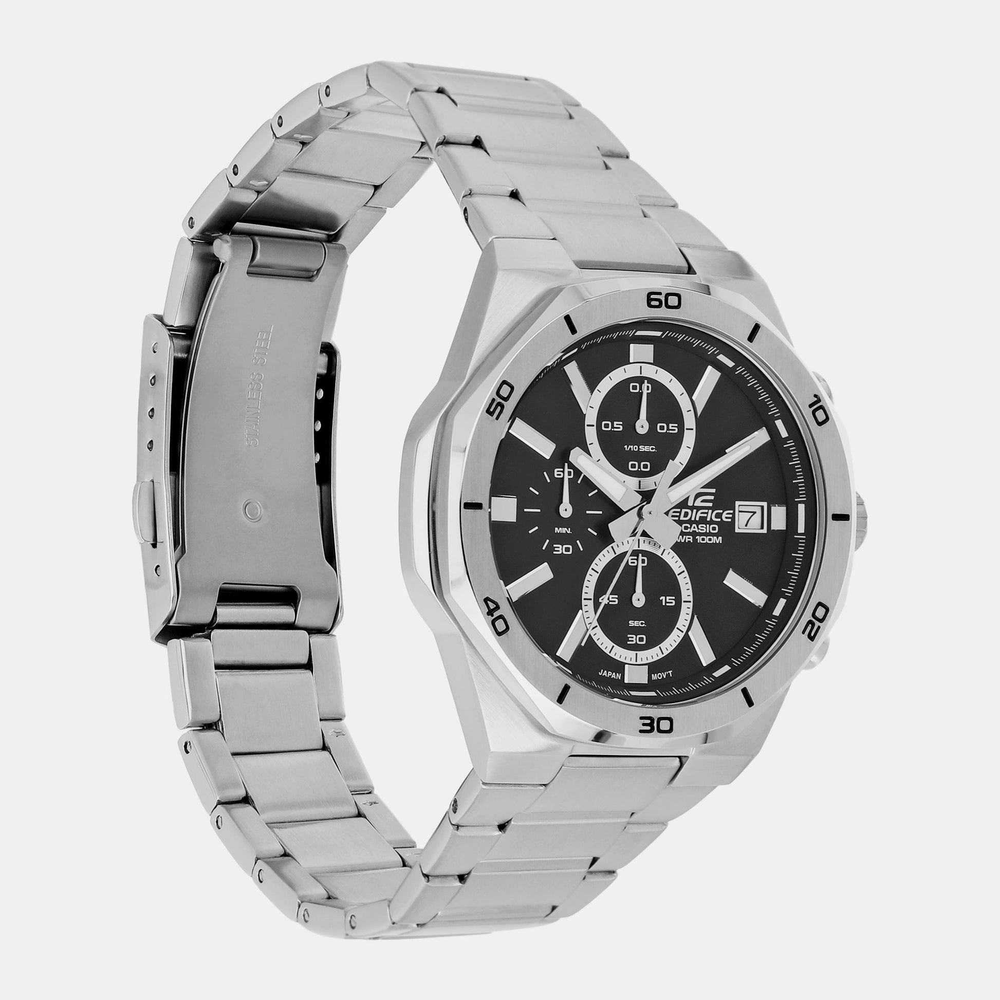 Edifice Men Quartz Black Dial Chronograph Stainless Steel Watch ED583