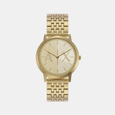 Dale Men Quartz Gold Dial Analog Stainless Steel Watch AX2871